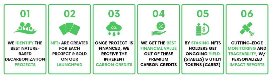 The flow chart of Carbonable carbon credit funding and management system (source Carbonable)