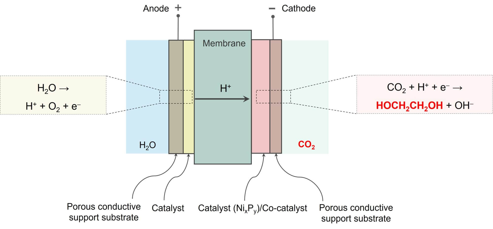 RenewCO2 electrolyzer produces ethylene glycol from CO2 and water.